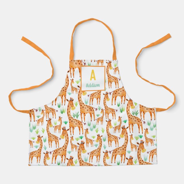 Tablier Belle aquarelle Giraffe Animal Personnalisé (Recto)