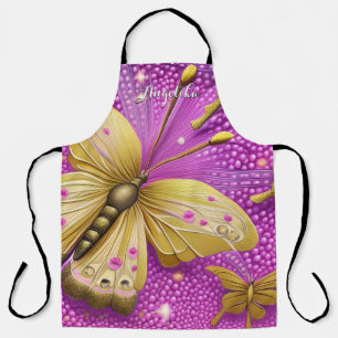 Tablier Belle Aquarelle Papillon Or Personnalisée