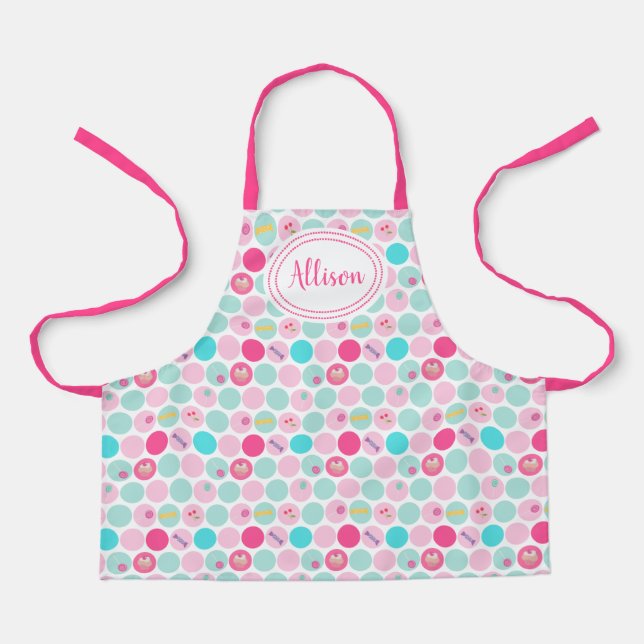 Tablier Belle Candy Cupcake Dots Filles Rose | Blanc (Recto)
