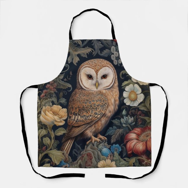 Tablier Belle chouette dans le jardin style Art nouveau (Recto)