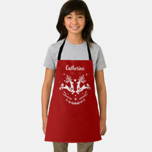 Tablier Belle Fête Scandi Rouge Blanc Noël Cerf
