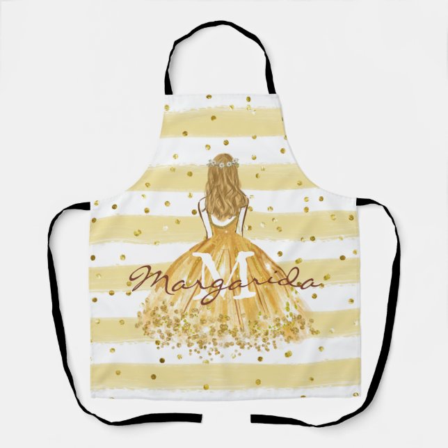 Tablier Belle fille Dessin Robe Royale Jaune (Recto)