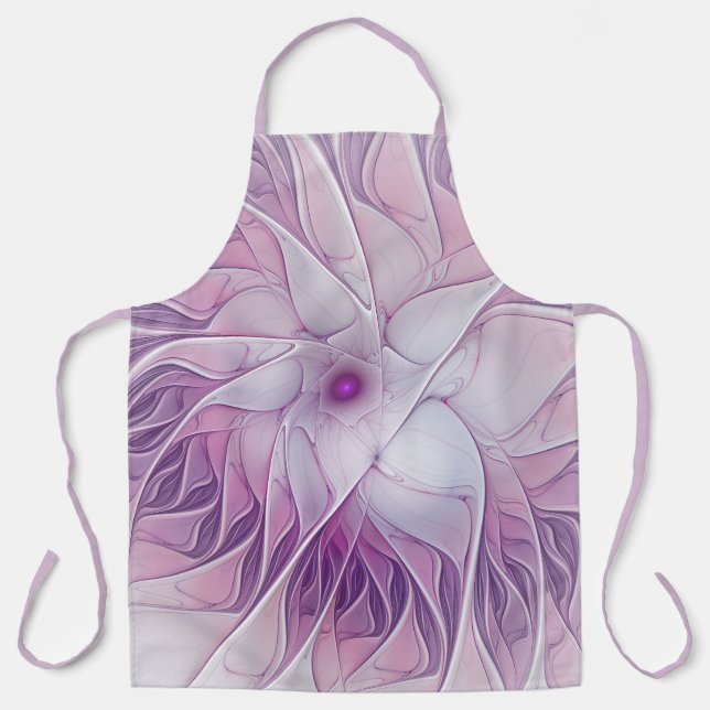 Tablier Belle Fleur rose moderne Fractal Art Abstrait (Recto)