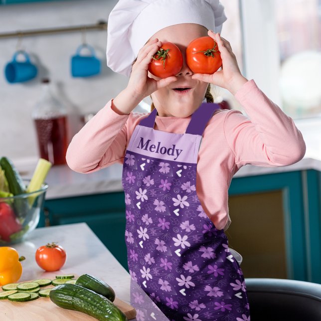 Tablier Belle Flore Violet Fleur Faisée Personnalisée Enfa (Créateur téléchargé)