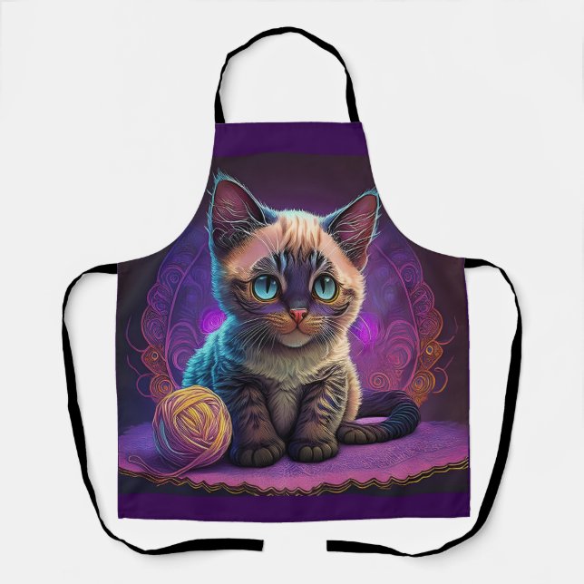 Tablier Belle Jeune Kitty Avec Balle En Fil (Recto)