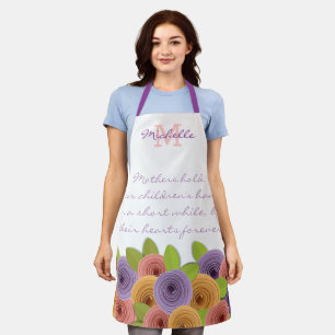 Tablier Belle mère florale Citation pastel Rose sur blanc