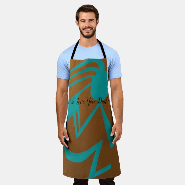 Tablier Belle peinture Turquoise Kokopelli (Porté)