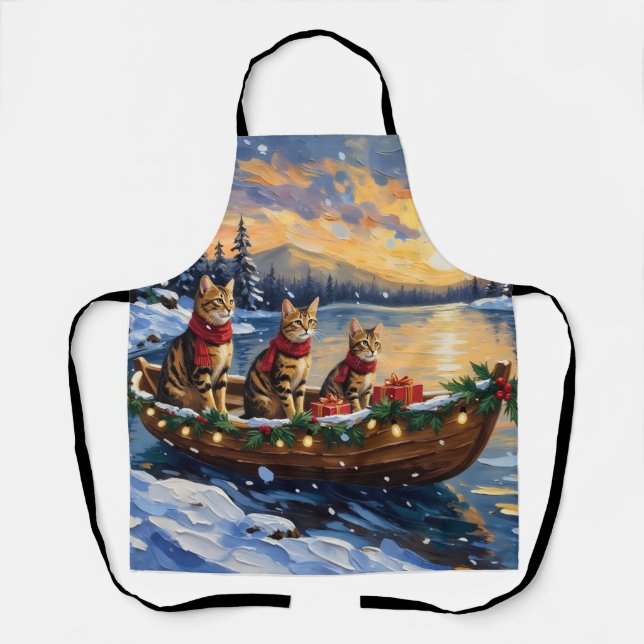 Tablier Bengal Cat Christmas Boat Holiday (Recto)