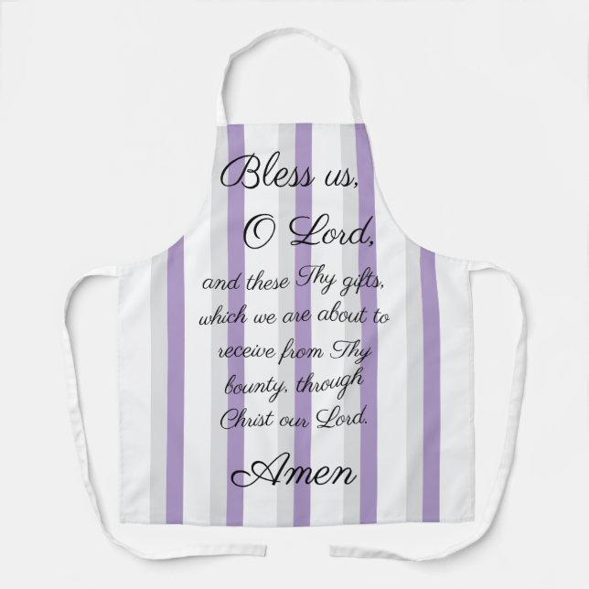 Tablier Bénis-nous O Lord Lavender Grey Apron (Recto)
