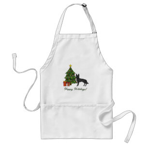 Tablier Berger Allemand Noir Et Arbre De Noël Festif