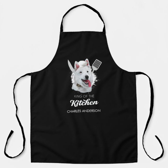 Tablier Berger Blanc Suisse Roi du Chien de Cuisine (Recto)