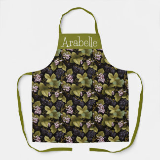 Tablier Berries pourpres et fleurs de crème Feuilles verts
