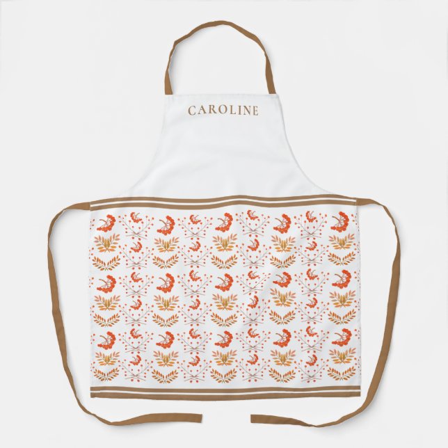 Tablier Berries rouges botaniques et feuilles d'automne su (Recto)