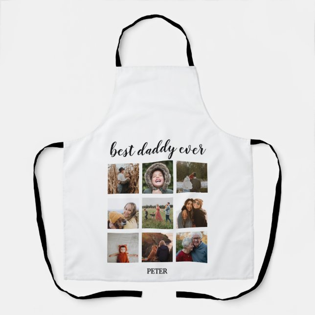 Tablier Best Daddy Ever 9 Photos Collage Cuisine (Recto)