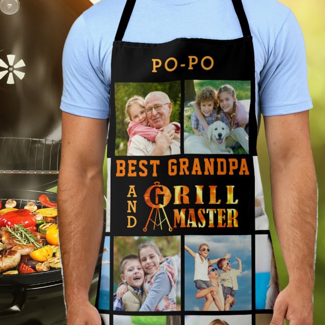 Tablier BEST GRANDPA et GRILL MASTER 16 Photo Collage (Créateur téléchargé)