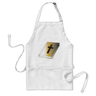 Tablier Bible Sainte dorée avec Croix Noire Religieuse