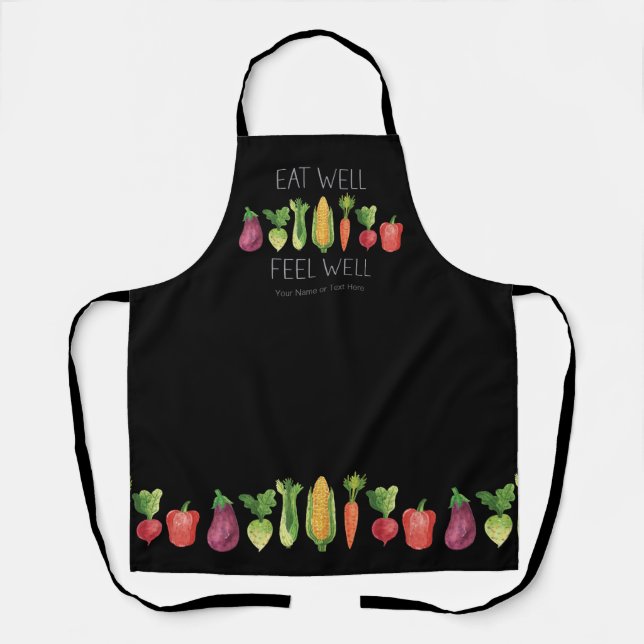 Tablier Bien Manger Sentez Bien Aquarelle Légumes bio (Recto)