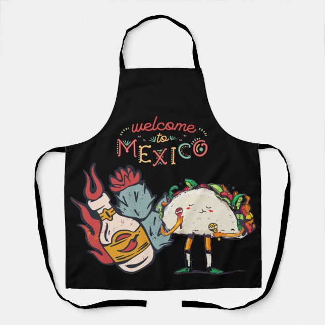 Tablier Bienvenue au Mexique Cuisine pour les Hispaniques  (Recto)