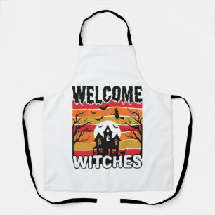 Tablier Bienvenue Sorcières Vintage Halloween Dessin de gr