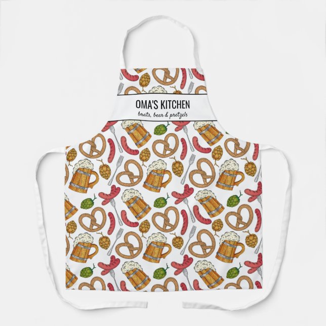 Tablier Bière allemande & Brats Chef Oma's Kitchen Custom (Recto)