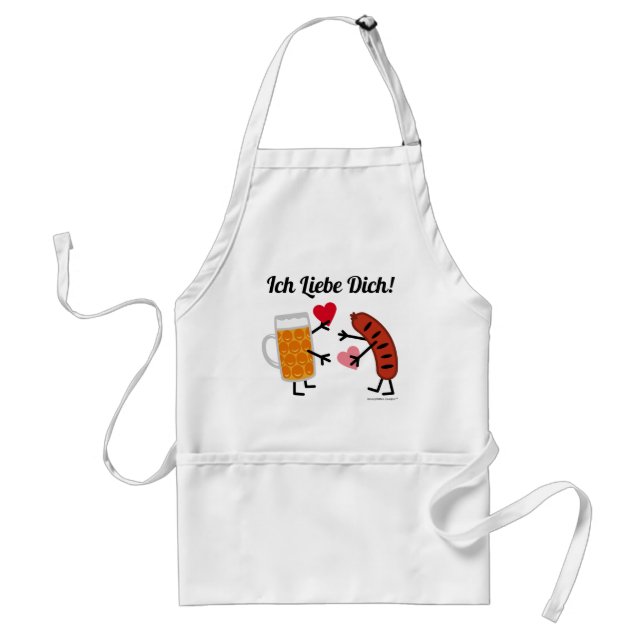 Tablier Bière et bratwurst Ich Liebe Dich ! (Je t'aime) (Devant)
