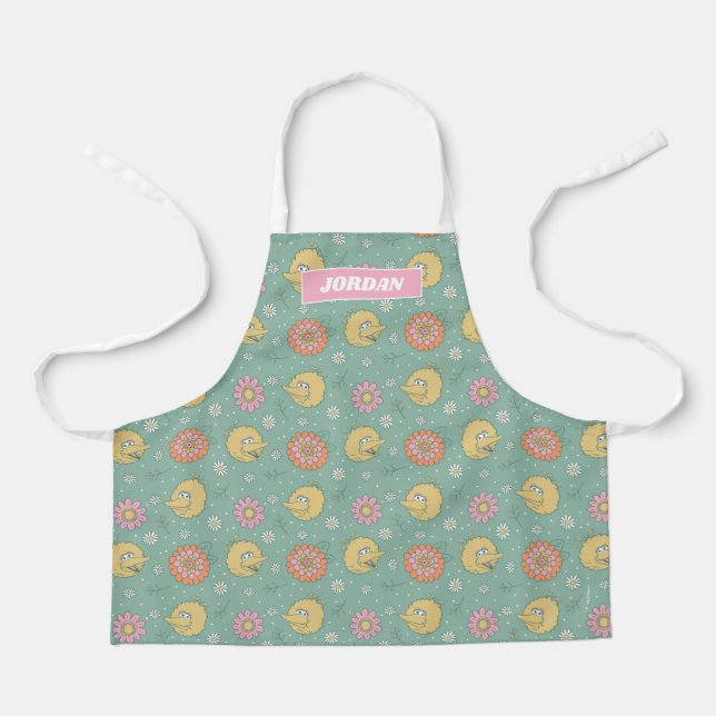 Tablier Big Bird | Good Vibes Floral | Ajouter Votre Nom (Recto)