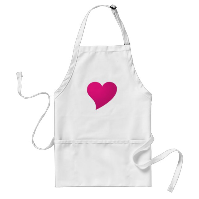 Tablier Big hot pink fuchsia heart, love, white (Devant)