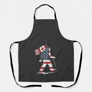 Tablier Bigfoot tenant le drapeau du Canada 51e État Trump