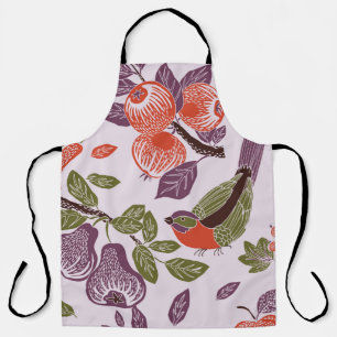 Tablier bird in a fruit garden. seamless pattern