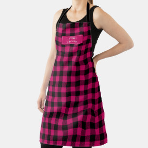 Tablier Bison noir rose Plaid bûcheron personnalisé