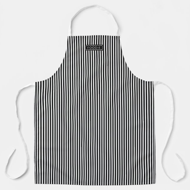 Tablier Bistro Foodie Black And White Café Stripe Motif (Recto)