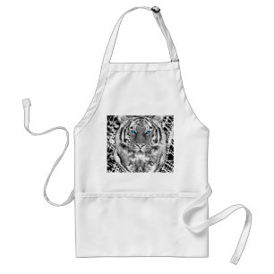 Tablier Black And White Blue Eyes wild Tiger face