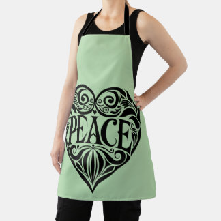 TABLIER BLACK AND WHITE PEACE HEART