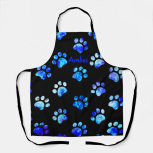 Tablier Black Blue Textured Empreinte de patte Motif Perso