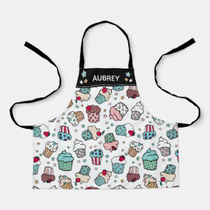 Tablier Black Cute Cupcake Motif Ajouter un nom