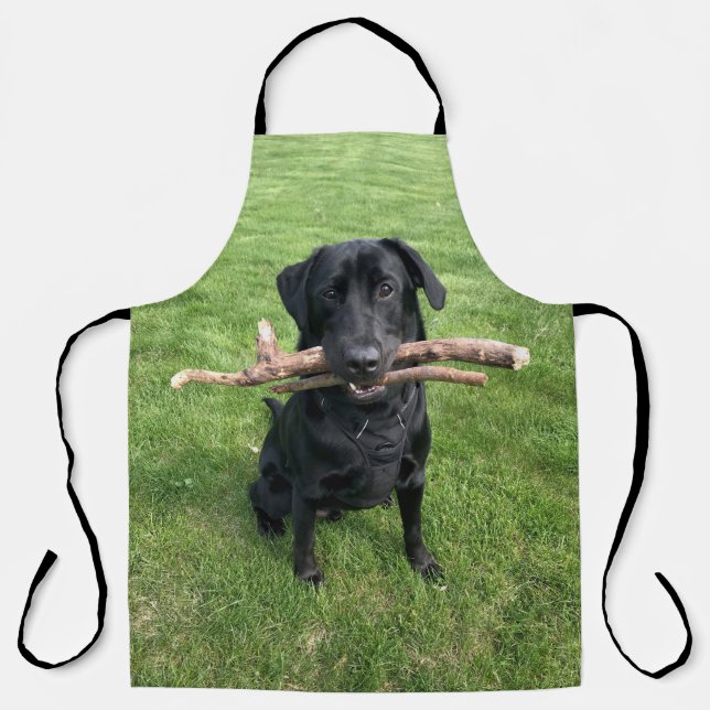 Tablier Black Lab avec deux bâtons Photo de chien (Recto)