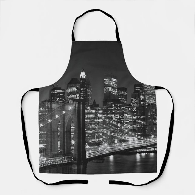 Tablier Black White Brooklyn Bridge New York Nuit (Recto)
