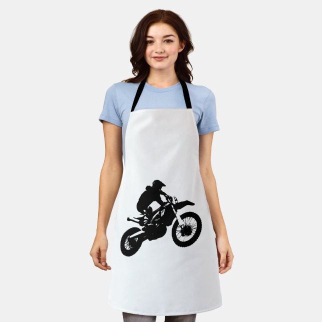 Tablier Black White Pop Art Motocross Motorcyle Sport (Porté)