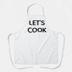 Tablier blanc « Let's Cook » - Citation motivante