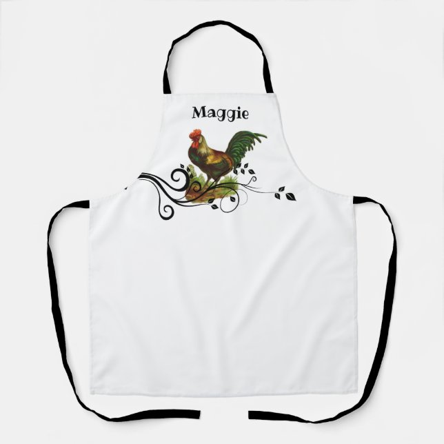 Tablier blanc personnalisé Rooster (Recto)