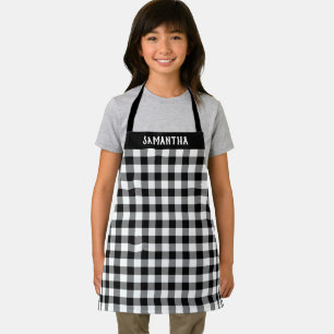 Tablier Blanc Rustique Motif Carreaux de Buffalo Noir Pers