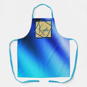Tablier Bleu Aqua Gold Glittery Elegant Print Apron