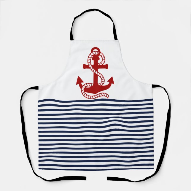 Tablier Bleu blanc de la marine et Ancho rouge (Recto)