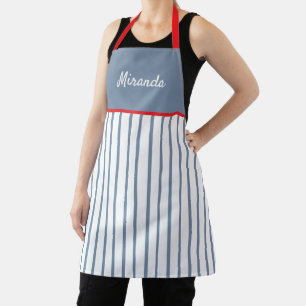 Tablier Bleu & Blancs Avec Ajustement Rouge Personnalisé