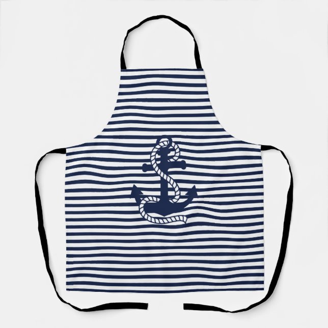 Tablier Bleu bleu marine Blancs et Ancre bleue (Recto)