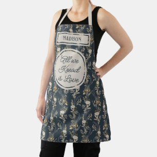 Tablier Bleu & Chic Nom Moderne Cuisine de vacances