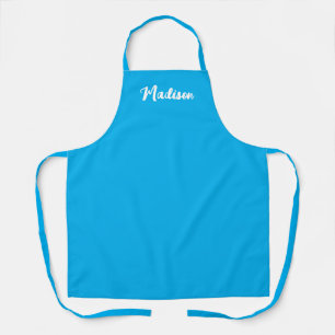 Tablier Bleu Ciel Lumineux Script Personnalisé Femmes Cuis