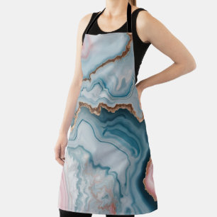 Tablier Bleu clair rose or Agitation marbre Design moderne