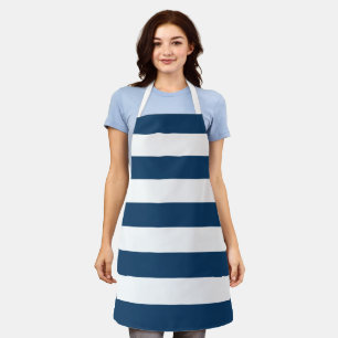 Tablier Bleu de marine, Blancs, Motif rayé