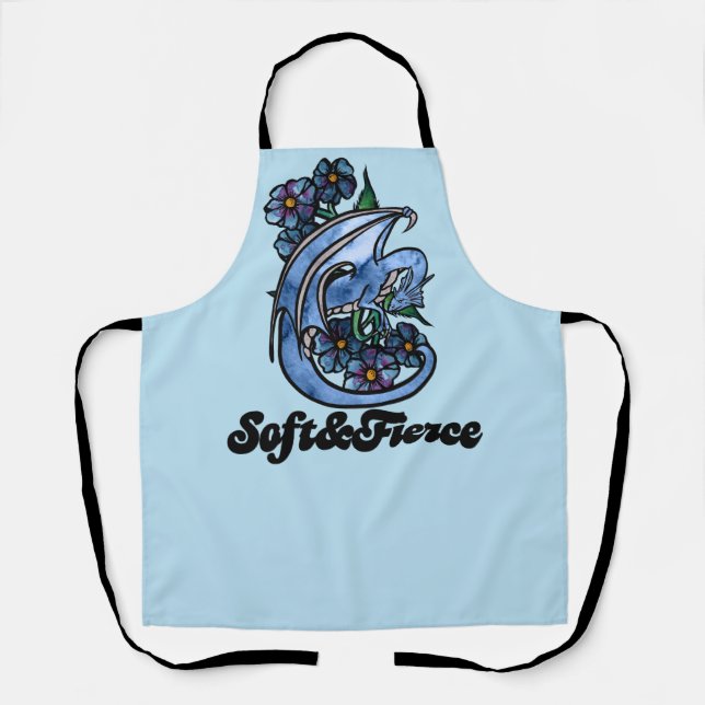 Tablier Bleu dragon doux et vert (Recto)